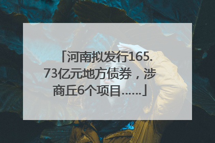 河南拟发行165.73亿元地方债券，涉商丘6个项目……